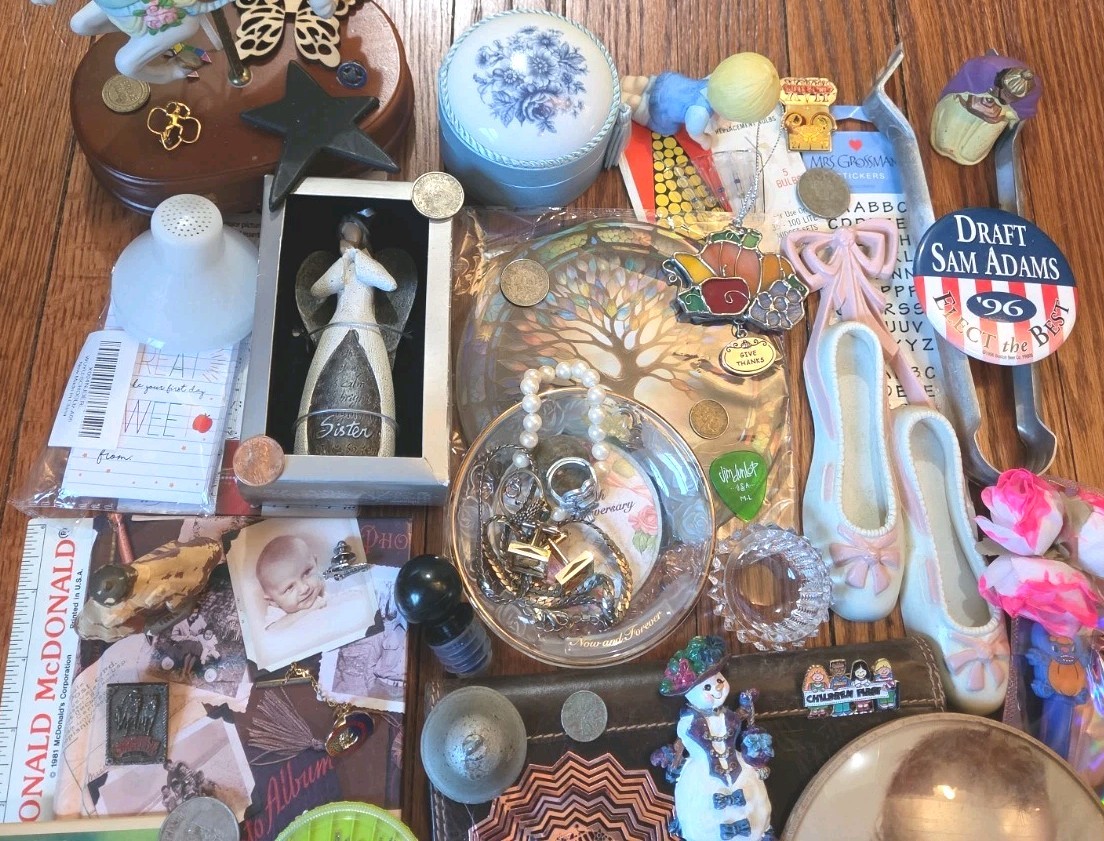 VINTAGE JUNK DRAWER LOT Coins Pins Collectibles And More!