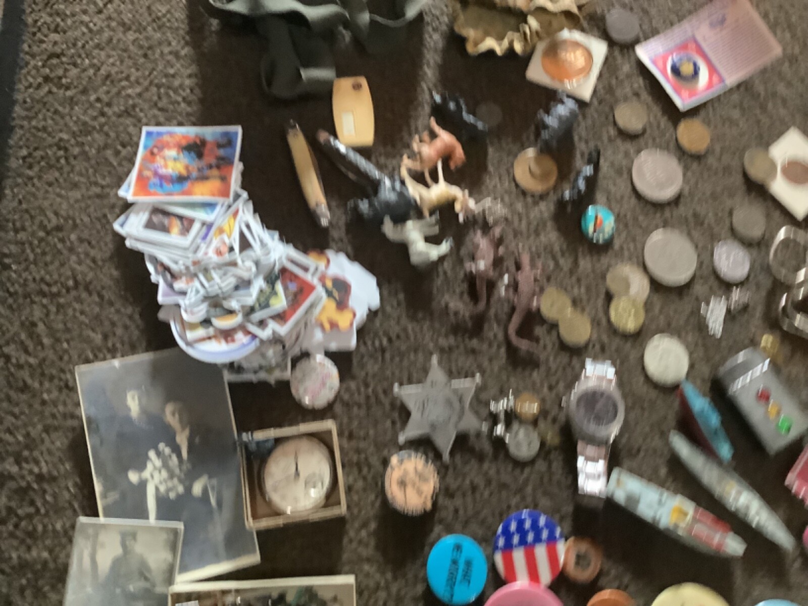 Vintage 0s junk drawer dime toys silver coin pins coins zippo knifes jewelry etc