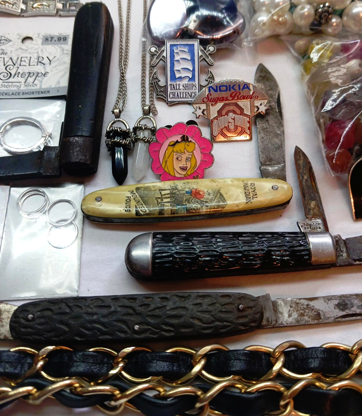 Junk Drawer Working 1913 Hampden 306 Pocket Watch Sterling Silver Jewelry Knives