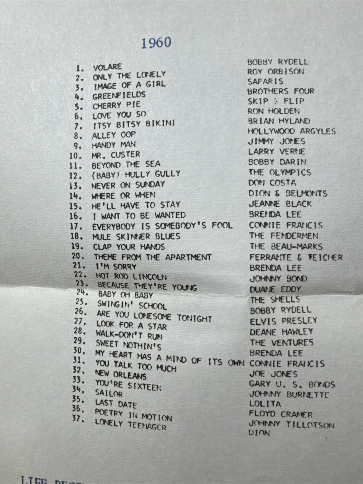 Rare Original KRLA Radio (Los Angeles) 1960-61-62 “111 Most Listened To Songs”