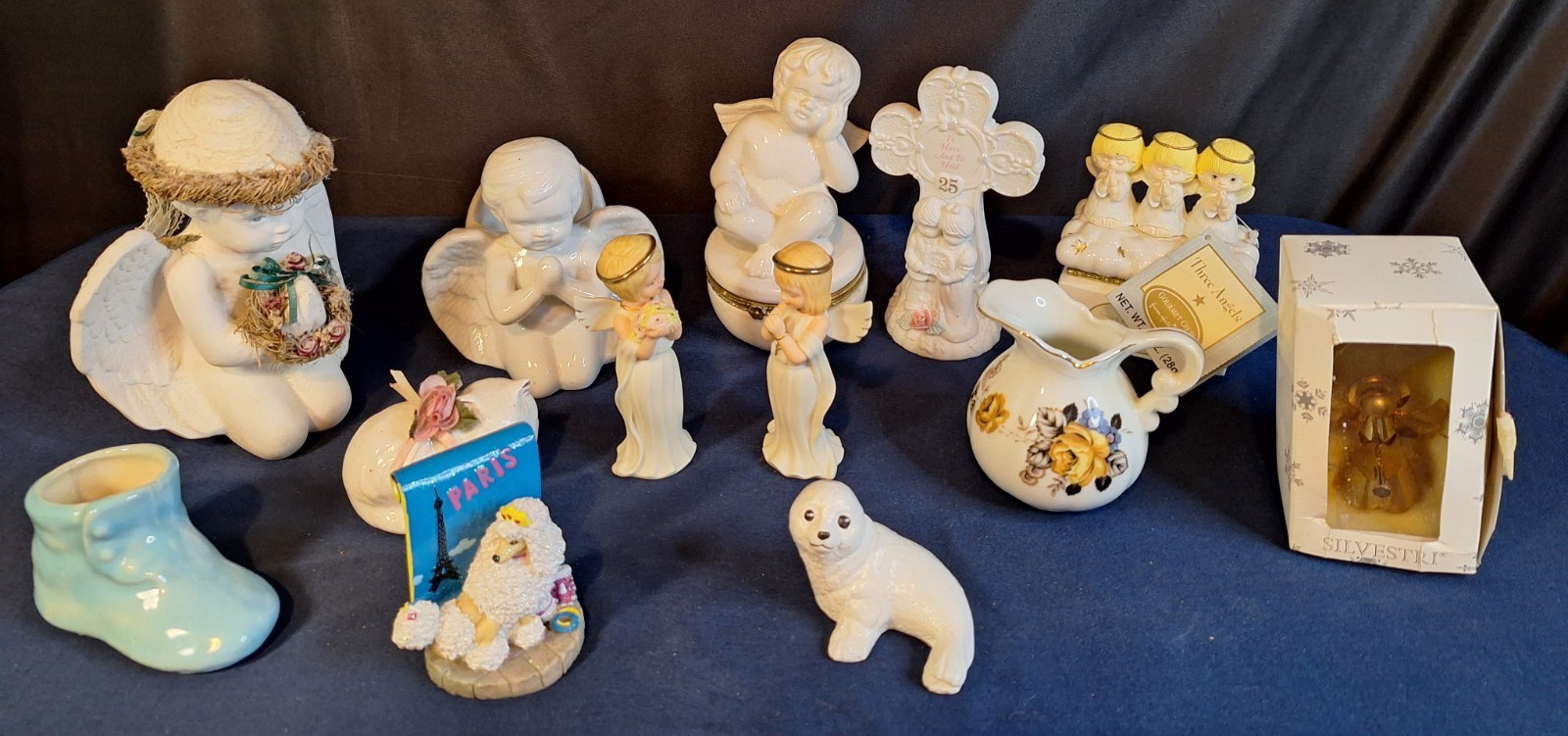 Lot of 13 VTG Ceramic Figurines, Homco, Angels, 25th Anniversary, Cross(#5)