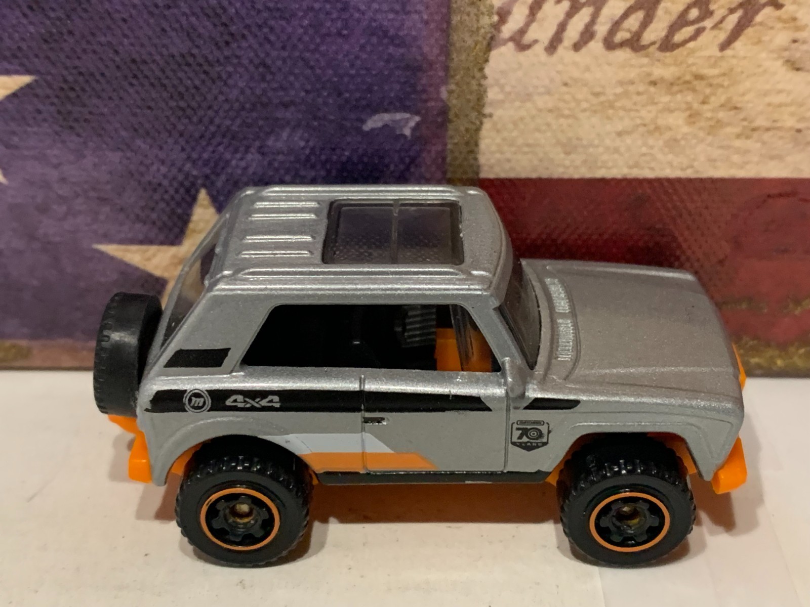 MATCHBOX MBX FIELD CAR X2. BLUE/YELLOW & SILVER /ORANGE MB 70 YEARS NICE