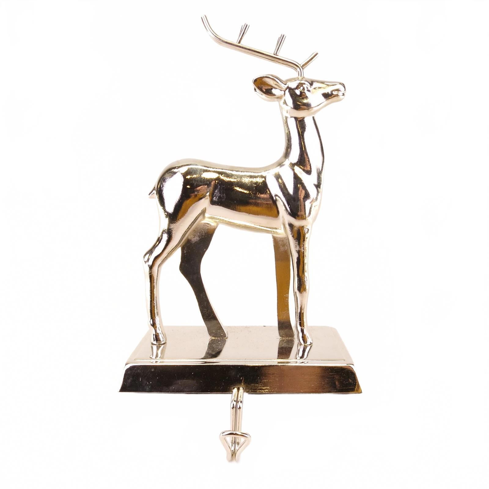 Vintage Chrome Color Reindeer Christmas Stocking Holder, Metal 8″ tall