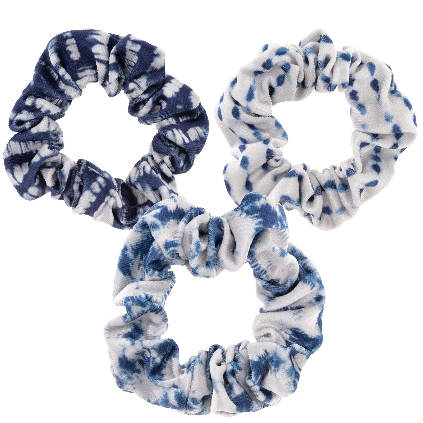 Karma VELVET SCRUNCHIE INDIGO BLUE 3 Inch set of Standard Functional Travel