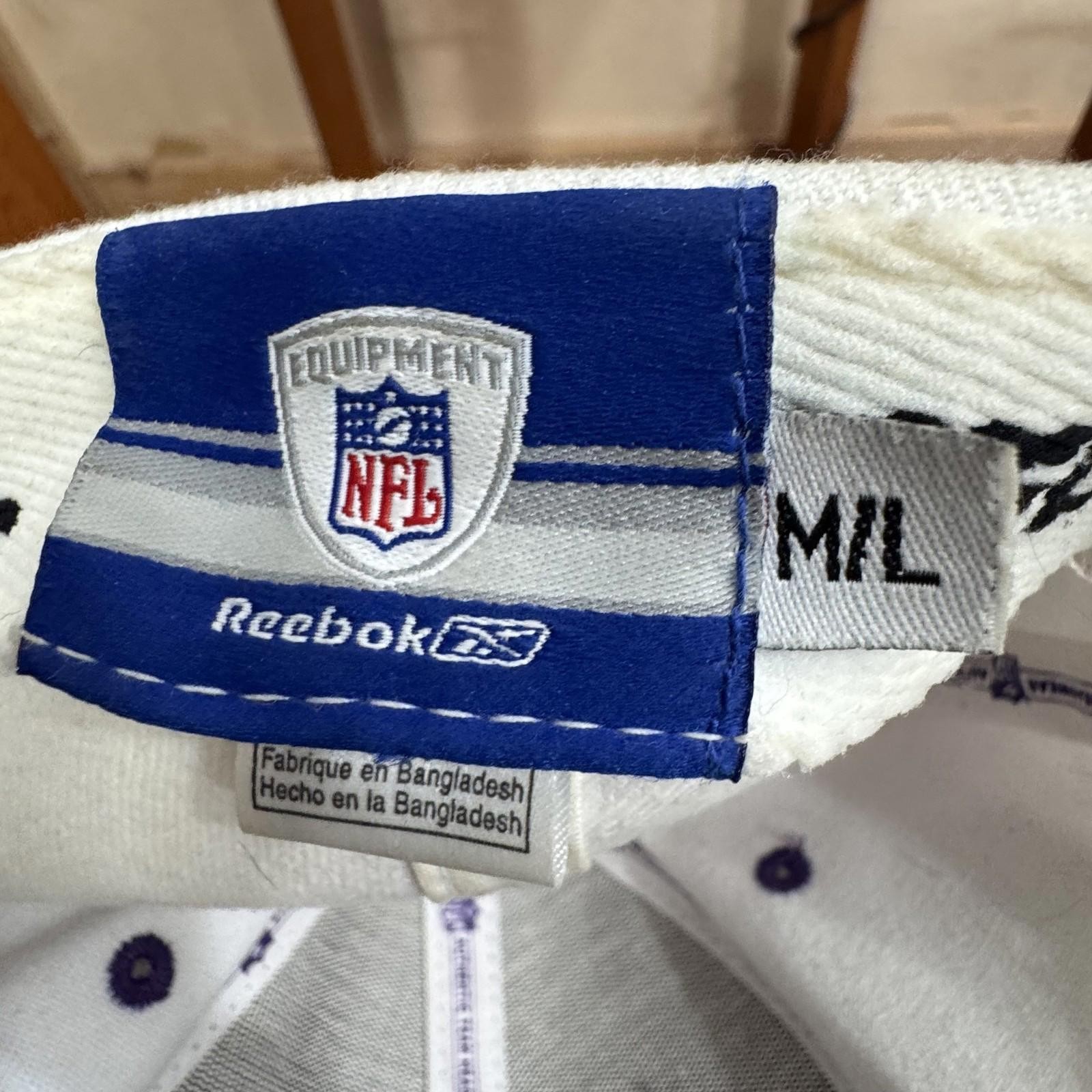 Minnesota Vikings Hat Cap Fitted Mens Large White Purple NFL Football Reebok