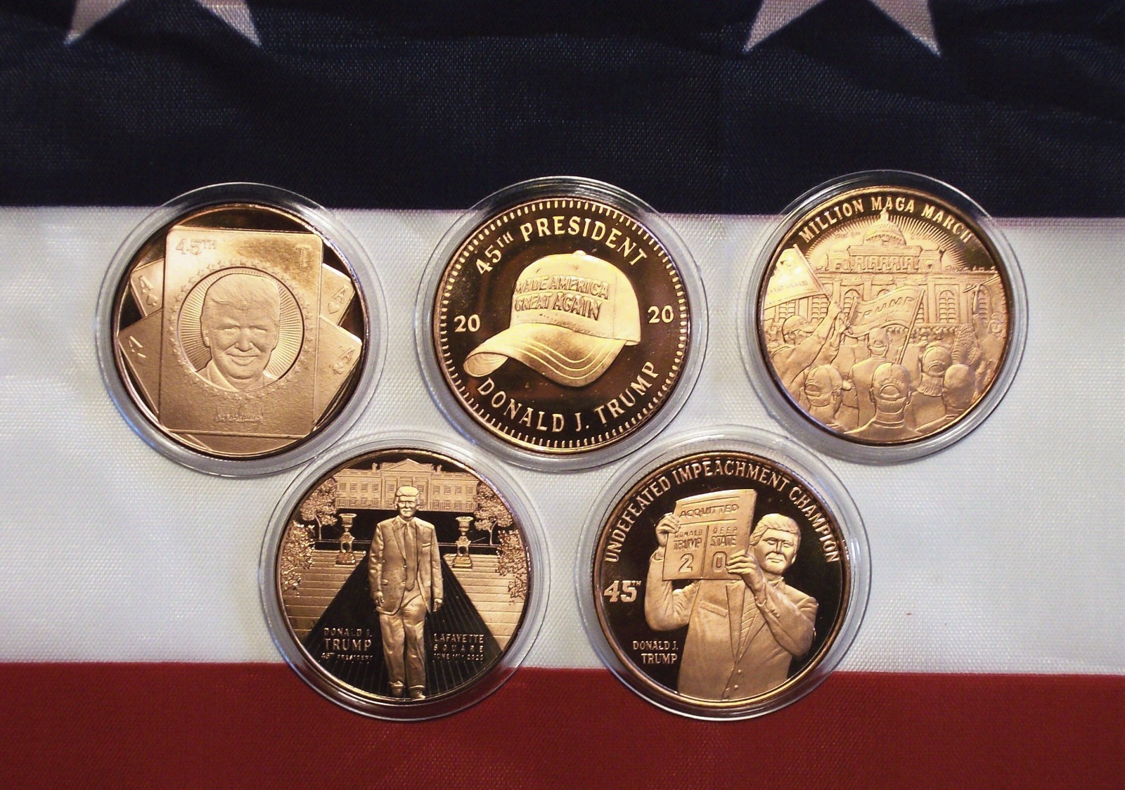 Set of Five – 2020 Donald J. Trump 45th President of the USA – Copper Rounds