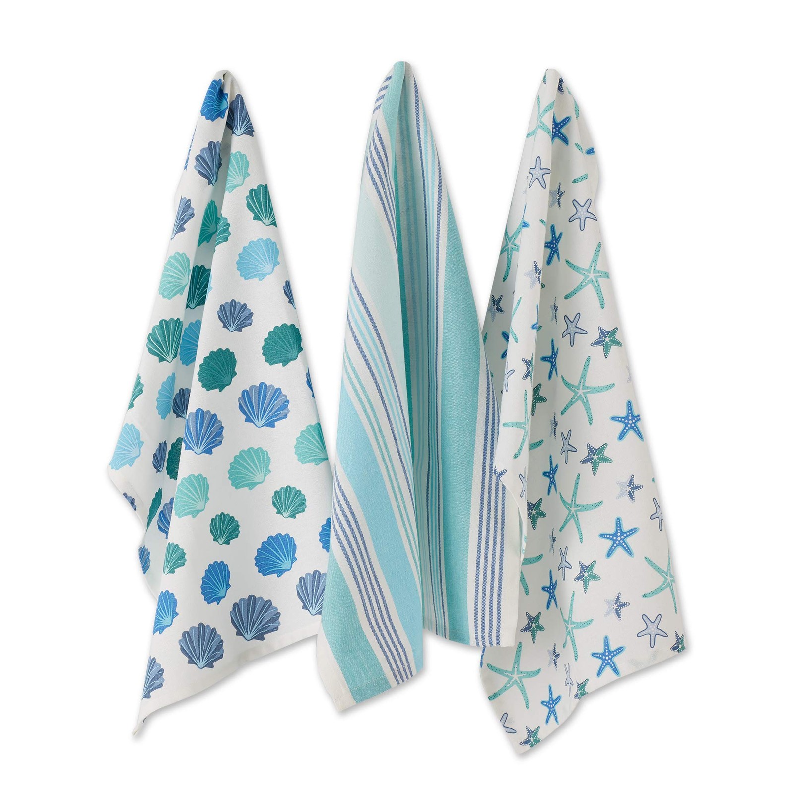DII Fouta Kitchen Collection Tidal Stripe, Dishtowel Set, Beach Comber 3 Piece