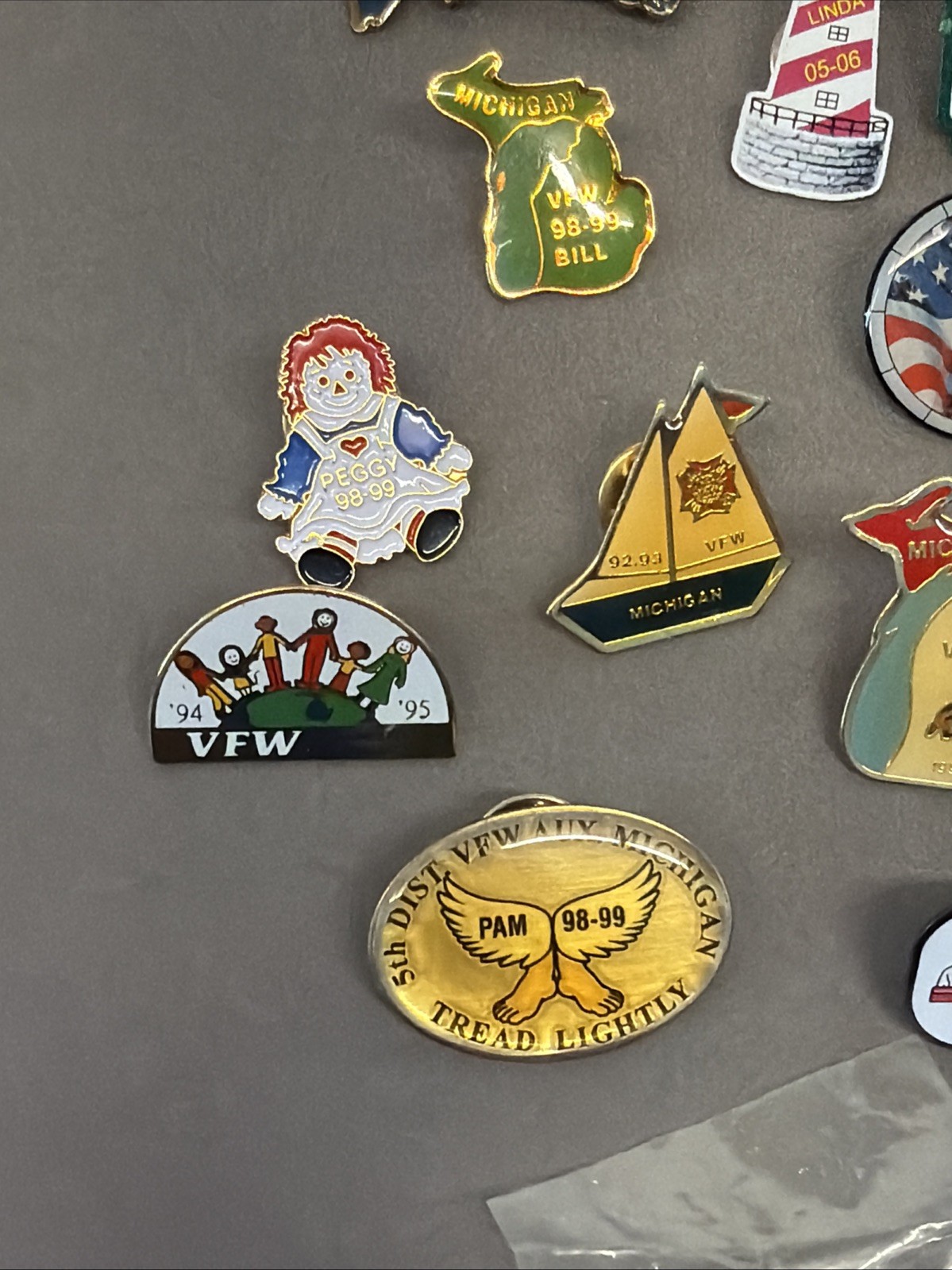 VTG Lapel Pins Lot – Vfw, Michigan, Travel, Flag, Eagle, Conventions #1 ms1