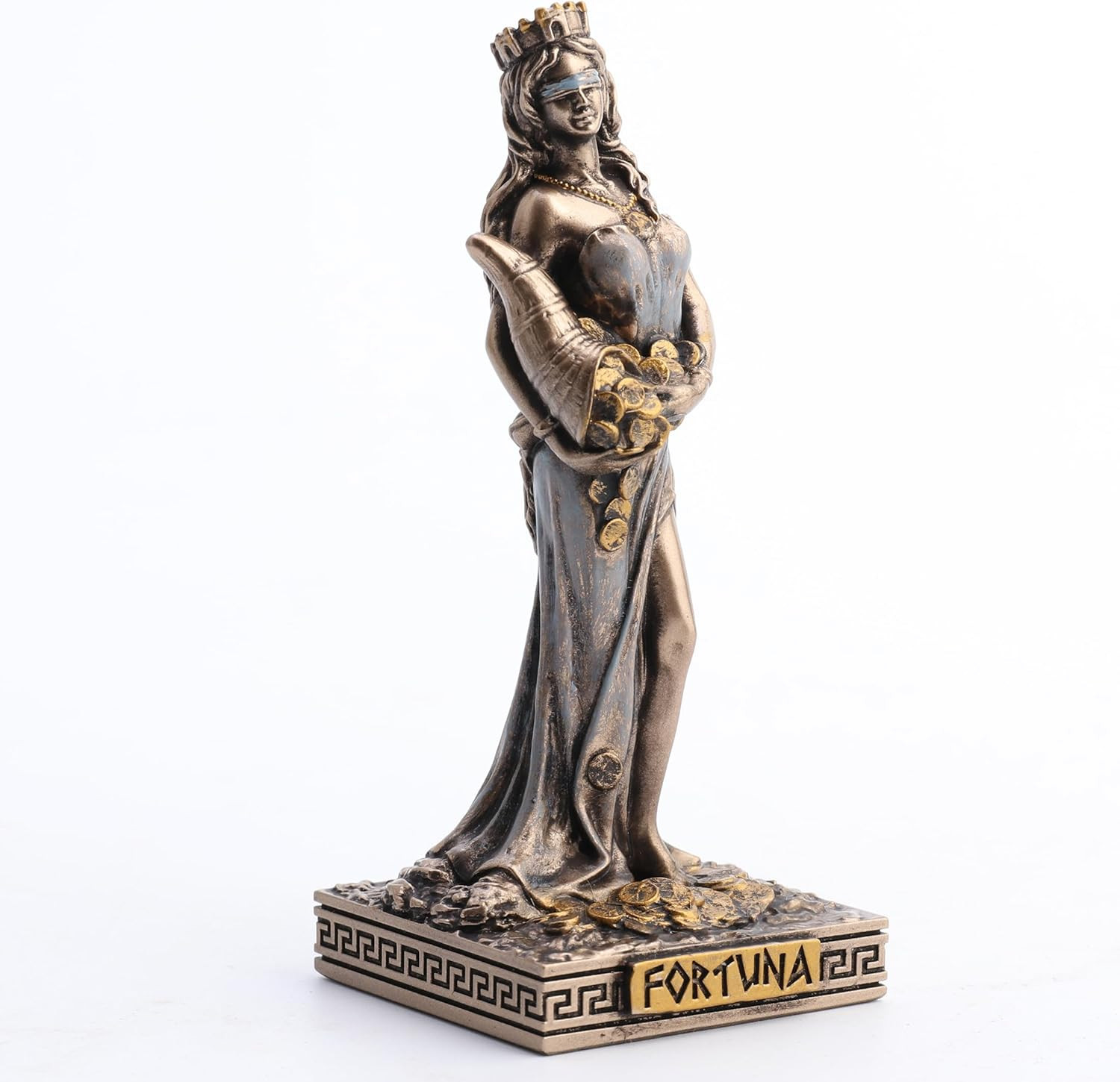 Greek Goddess Fortuna Statue Tyche Resin Figurine Bronze Finish Home Decor