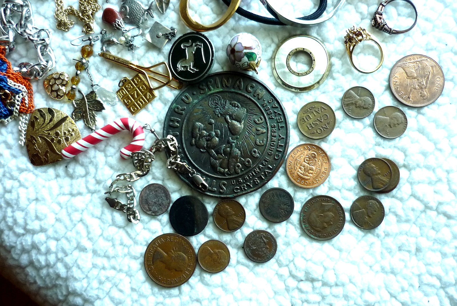 Junk Drawer Lot Old Jewelry Coins