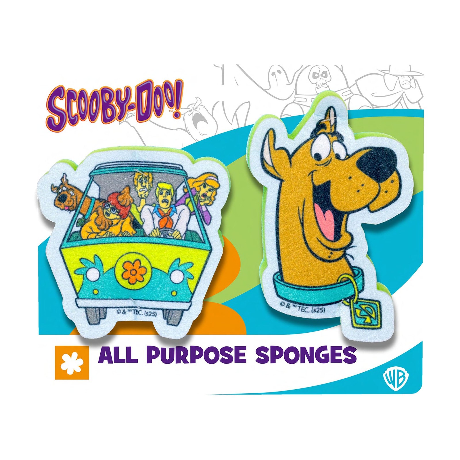 Spoontiques Scooby Doo 2-Pack Cleaning Sponges Dual-Sided Non-Scratch Reusable
