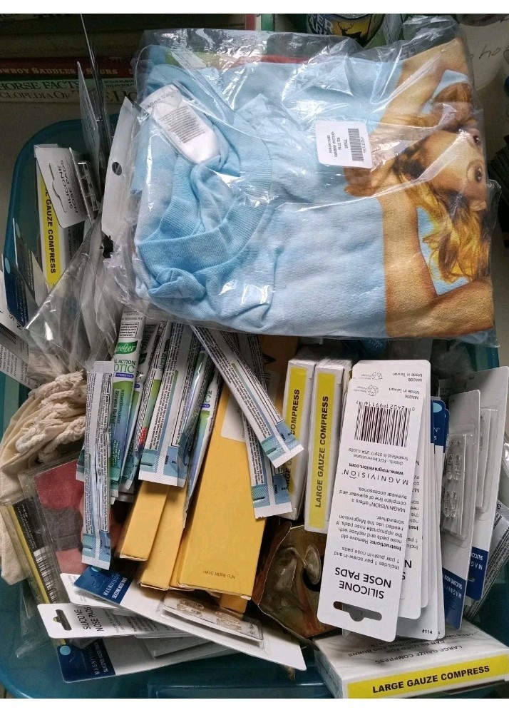 Lot Of Various Small Misc. Junk Drawer Items Box-6in X 6in X 6in SEE DESCRIPTION