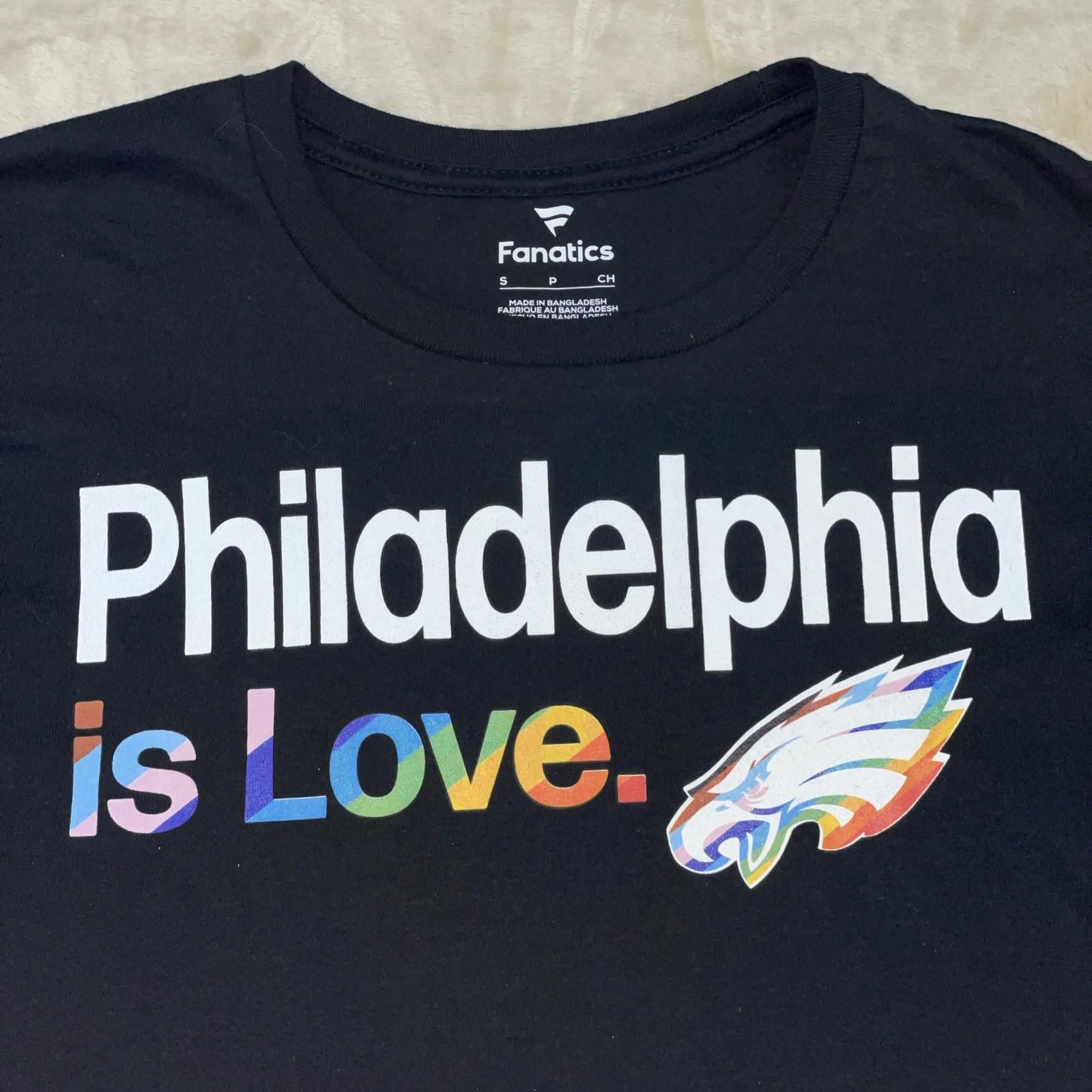NWOT Philadelphia Eagles Team City Pride Logo Black T-Shirt LGBTQ+ Men’s S
