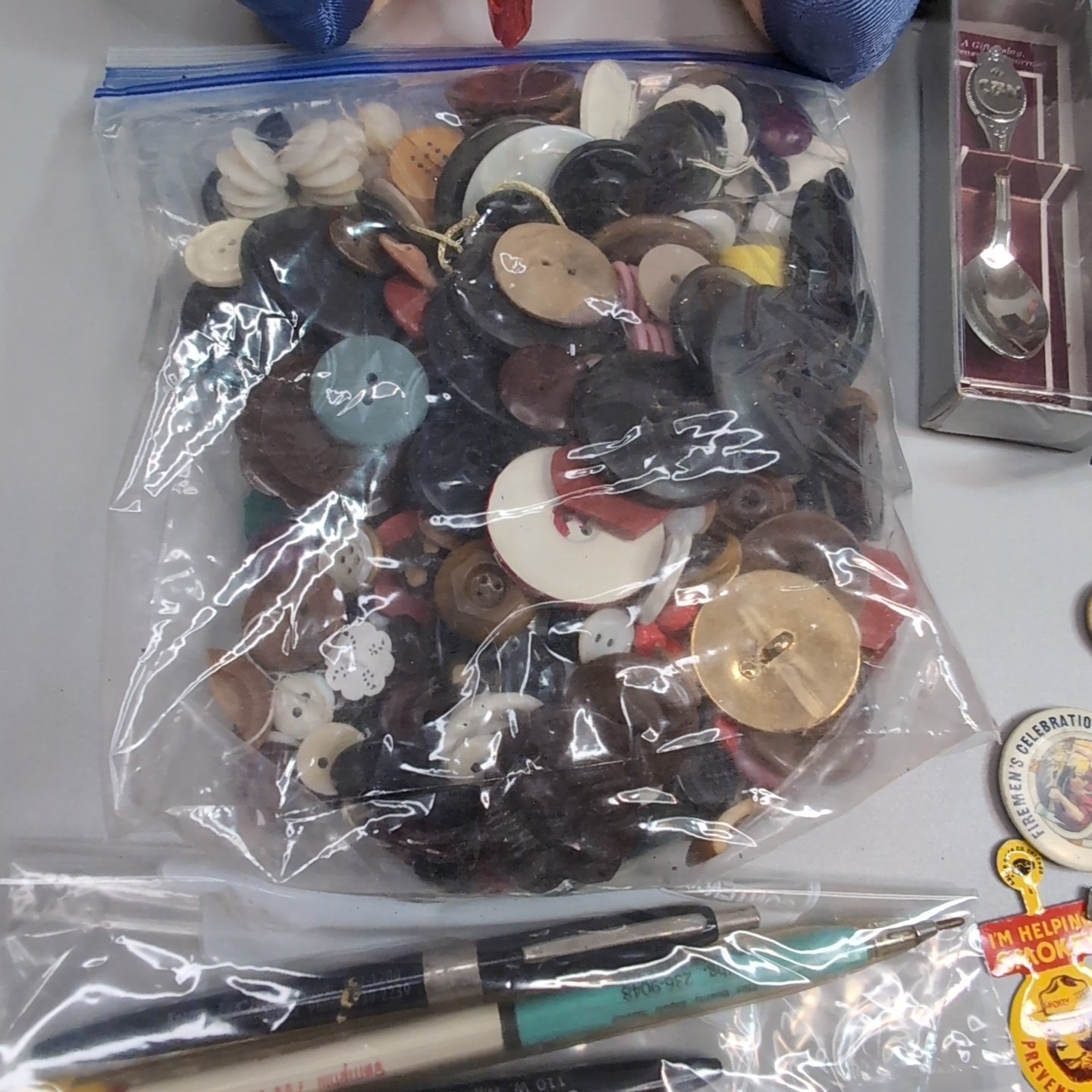 Vintage Collectibles Lot – Coins, Gemstones, Spoons, Toys, Spoons, Pins – Estate