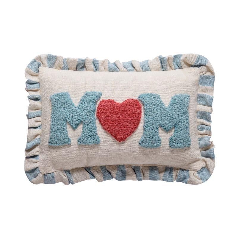 Peking Handicraft Blue Mom Hook Pillow Blown-in Filled, 8 X 12-Inch, Blue, White