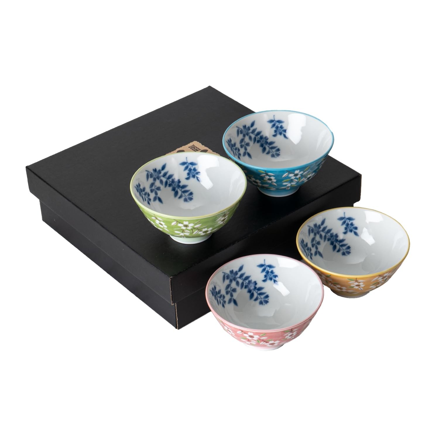 Urban Tokyo 4-Piece Japanese Rice Bowl Set, 4.5″ Cherry Blossom Porcelain, Japan
