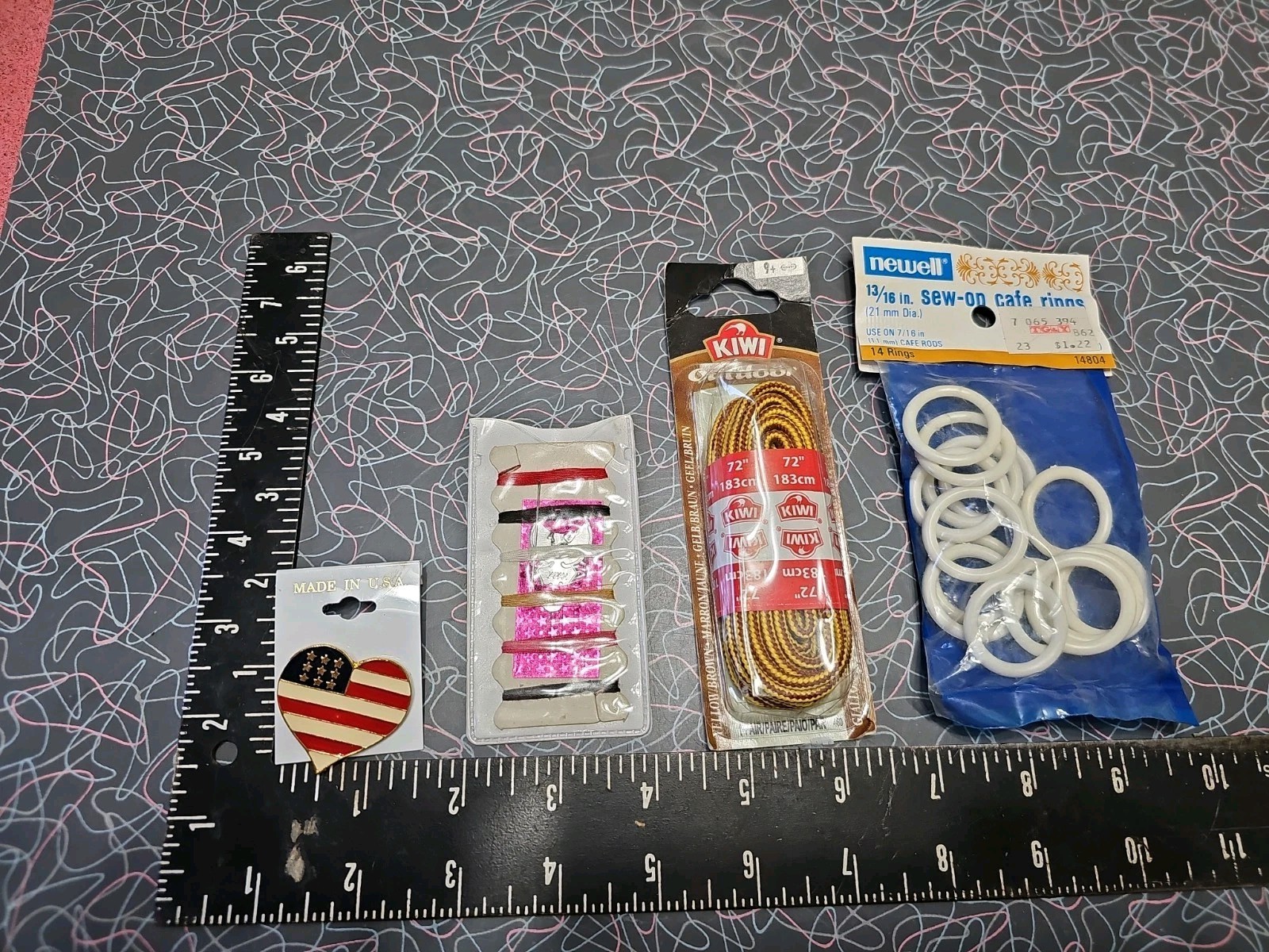 VINTAGE Estate JUNK DRAWER LOT USA Made Hat Pin, Merita Sewing Kit, Shoe Laces..