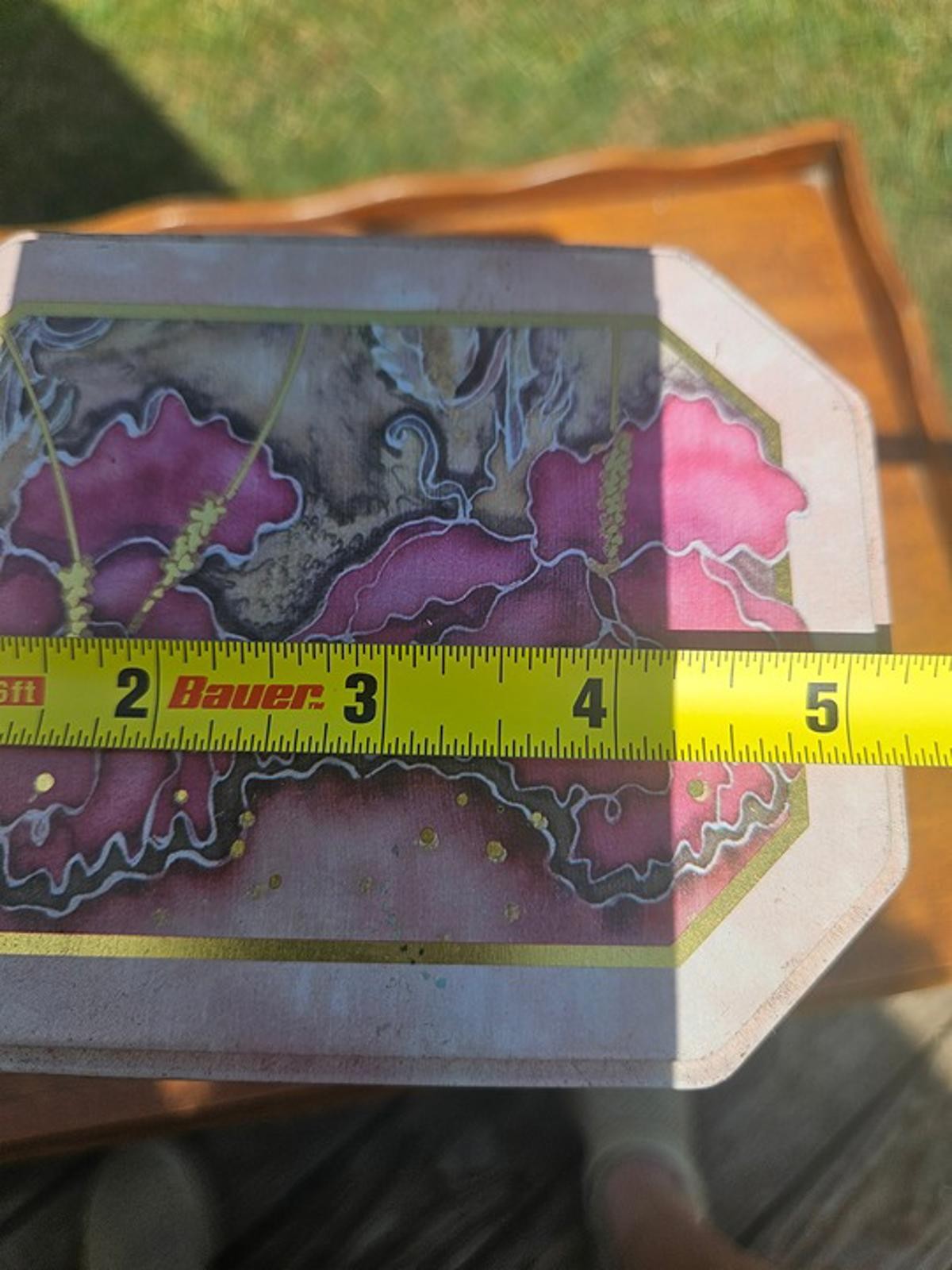 Exquisite Vintage English Hexagon Tin – Rare Pink Iris & Gold Accent Decor