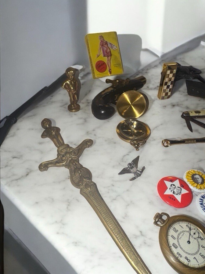 Gentleman’s 24 Pc Lot VTG WW2 Collectibles Pipes Knives Waltham Lighter & More!