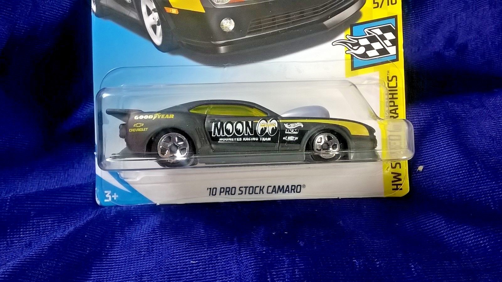 Hot Wheels ’10 Pro Stock Camaro Moon Eyes Black HW Speed Graphics #5/10 Diecast