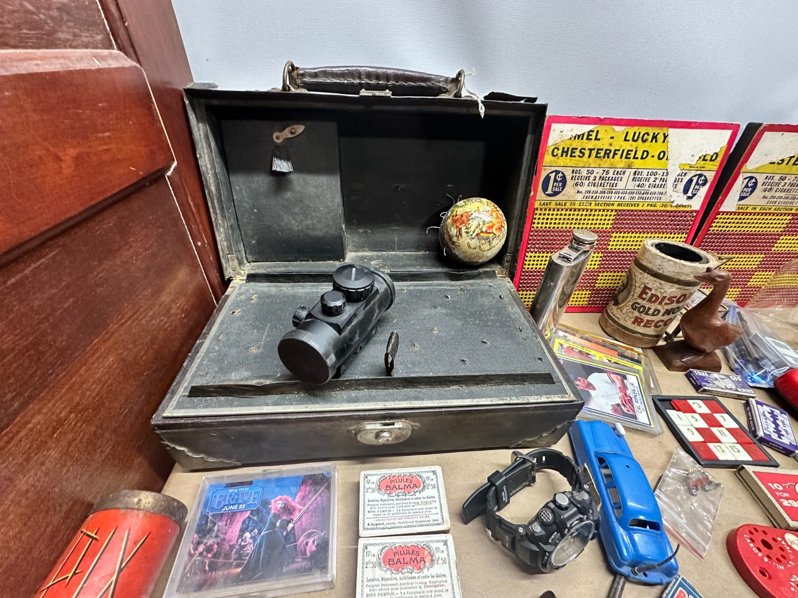 Junk Drawer Lot #4 – Random Antique Vintage Smalls – Advertising, Coins, Toys