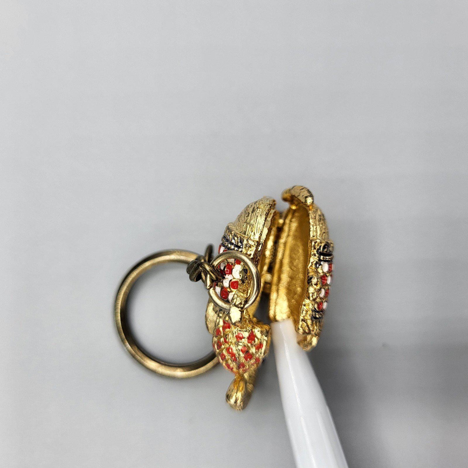 Elephant Keychain Bangkok Thailand Secret Compartment Hiding Stash Gold jeweled