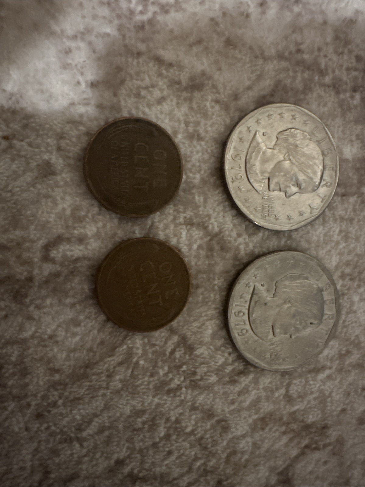 Coins . Quarters, Pennies, Susan B anthony