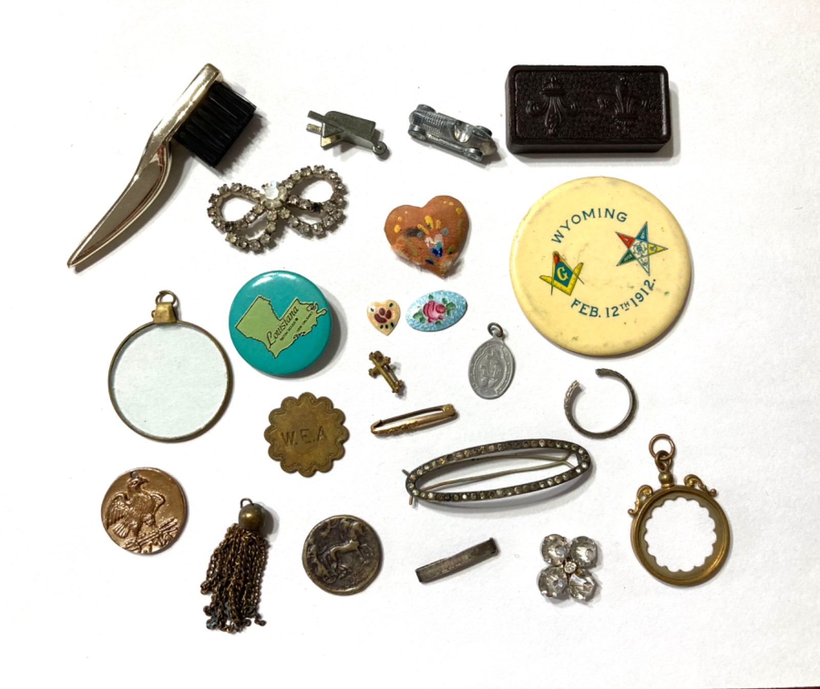 VTG Odds & Ends Collectible Lot 23 Pieces Pins Token Some Sterling Silver AS IS