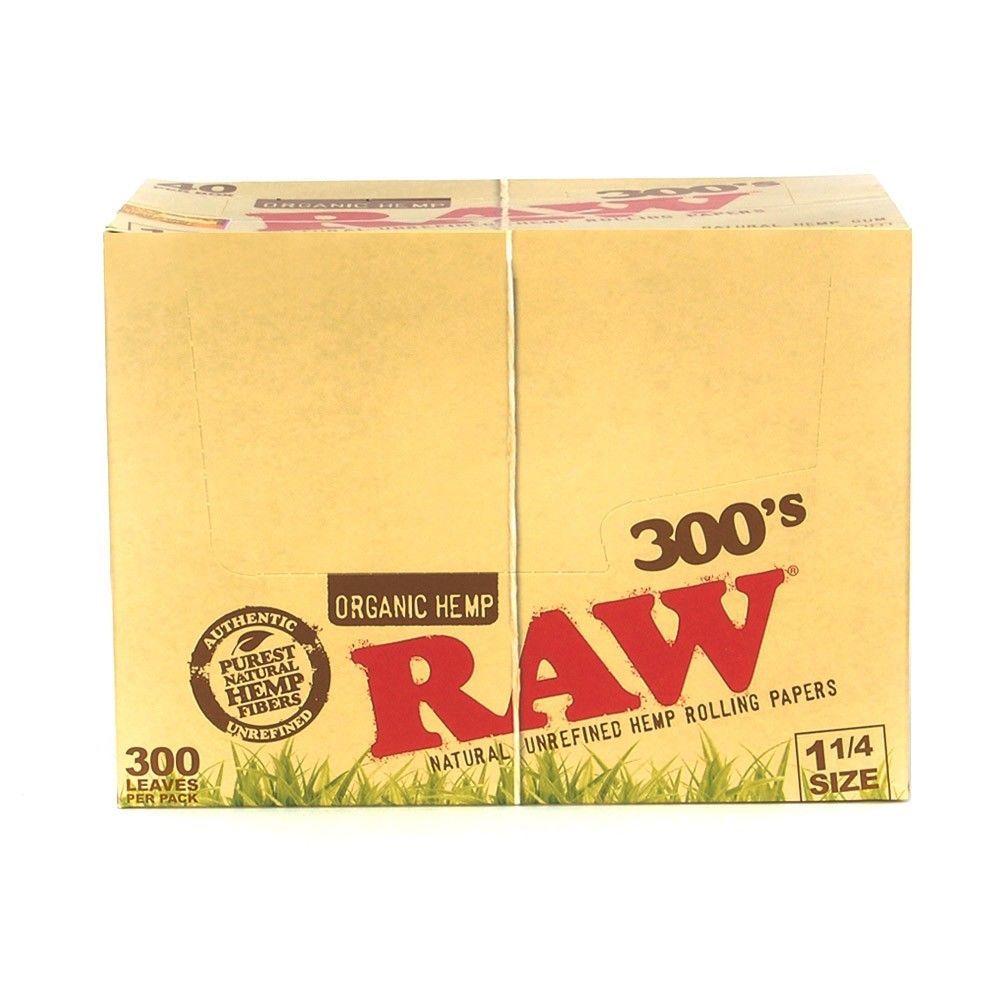 RAW Organic 300s 1 1/4 Rolling Papers 5 PACKS – Natural Unrefined 300 1.25