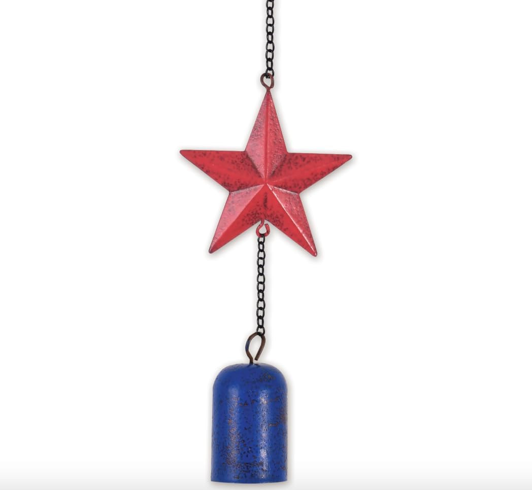 Americana Red White & Blue Patio, Porch or Yard Décor Hanging Wind Bell, Eagle,