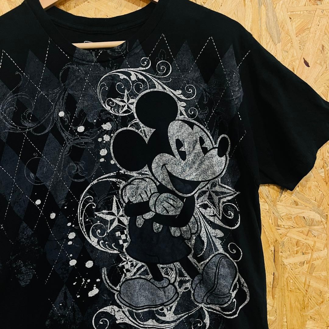 [Official] Disney Mickey Mouse T-shirt L Black Monotone Made in Mexico
