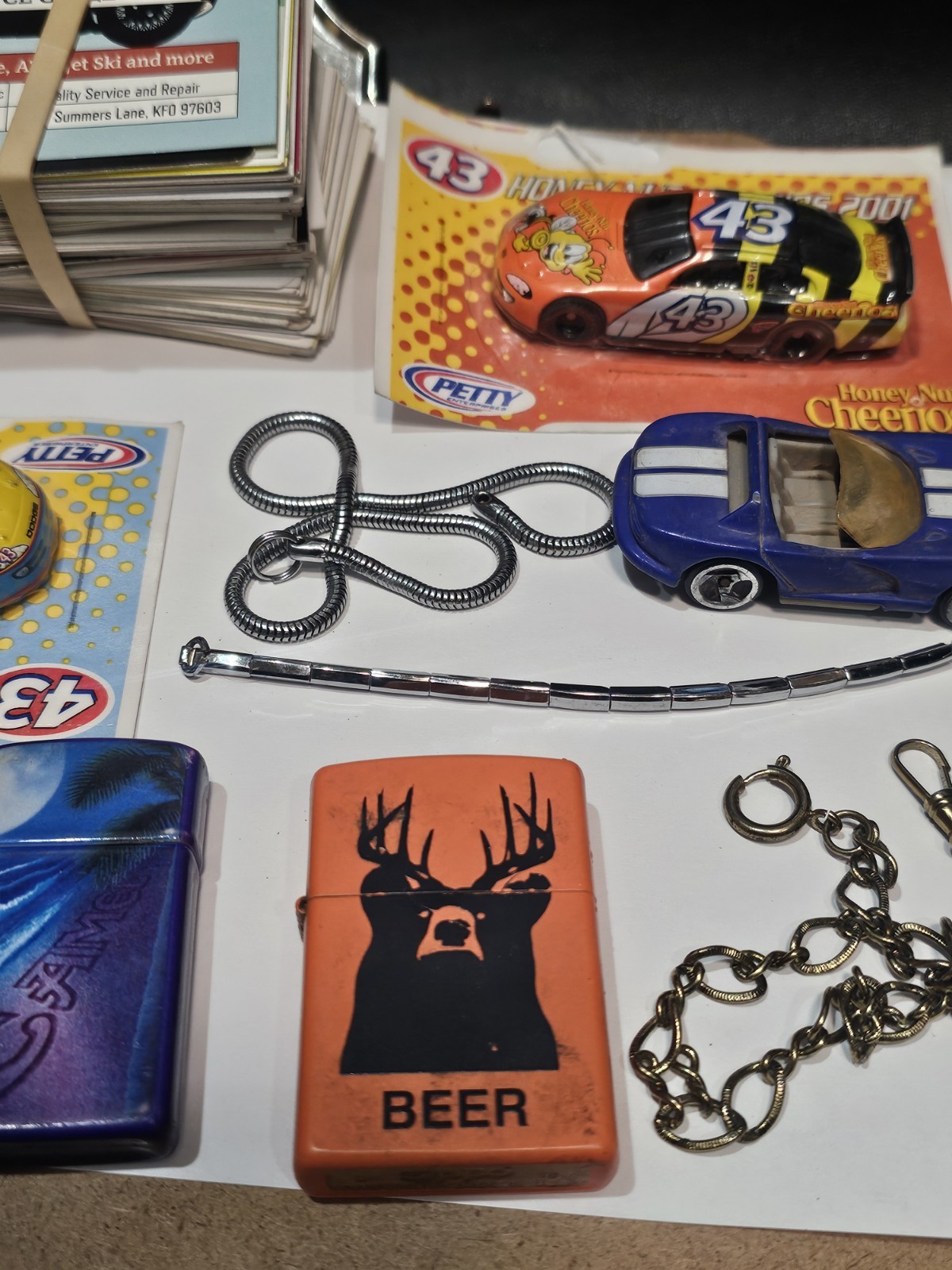 Vintage Junk Drawer Lot- Zippo Lighter,hot Wheels,watch Fobs Pre Owned L1