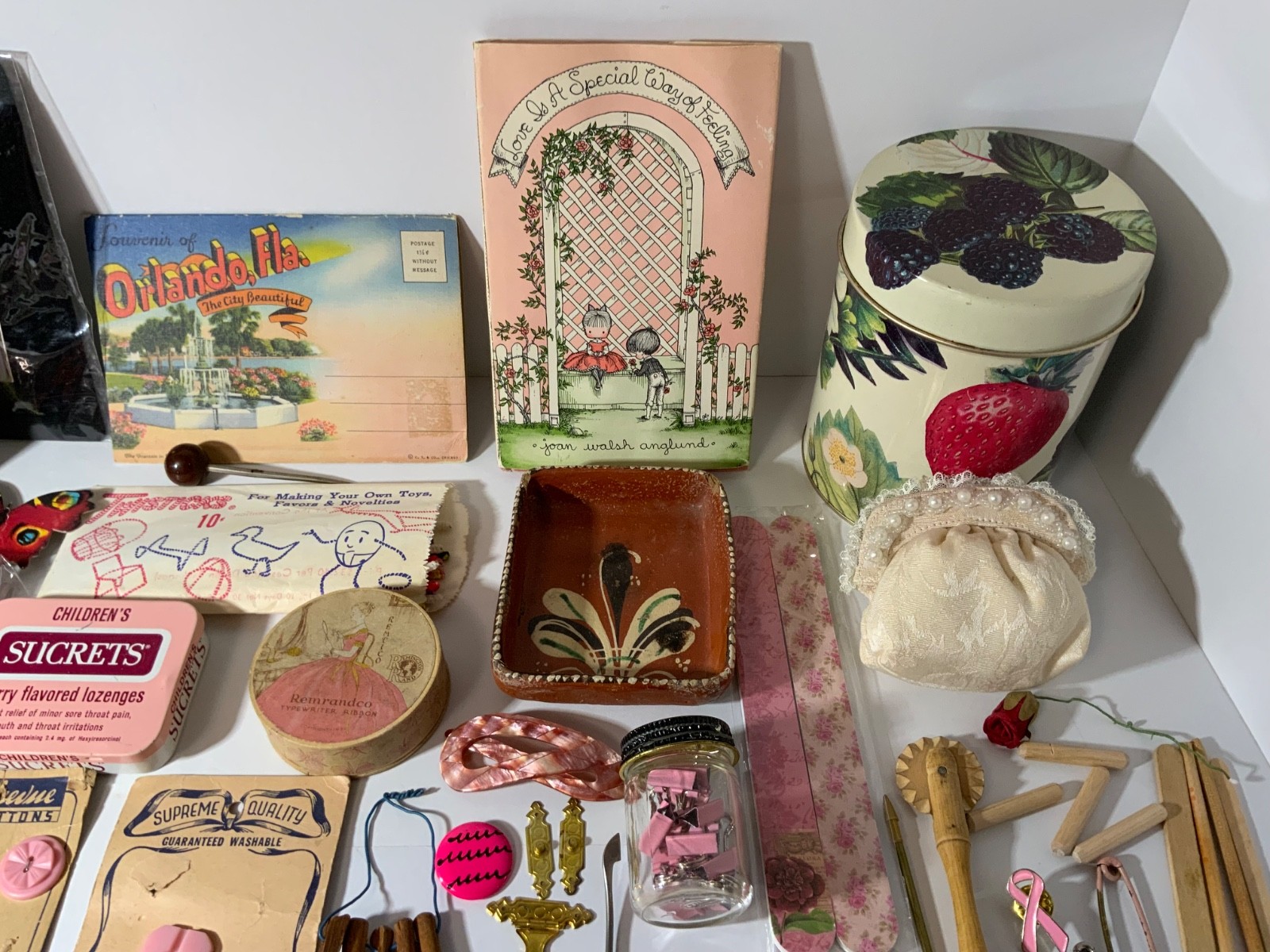 VTG to New Junk Drawer Lot Assemblage Art Mixed Media Crafts 2.75# Buttons Pins
