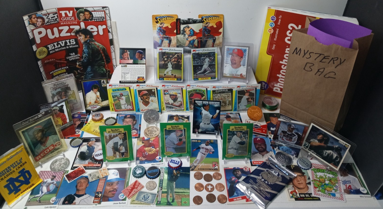 Nice Junk Drawer Lot Baseball Cards, Coins, Tokens, Misc, #P629J2