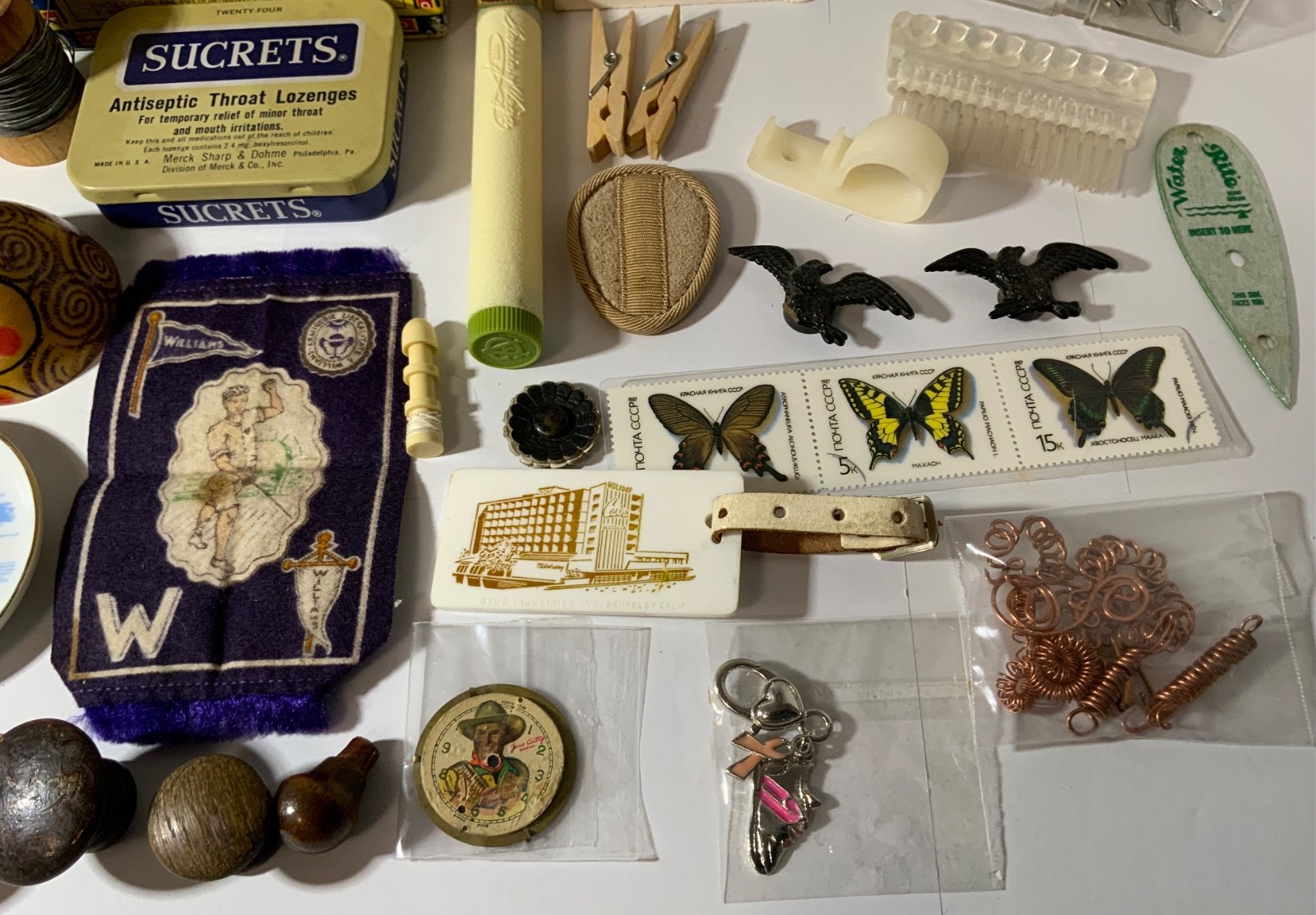 VTG Junk Drawer Lot Assemblage Art Mixed Media Crafts 2# Delft, Cigar Box, Knobs