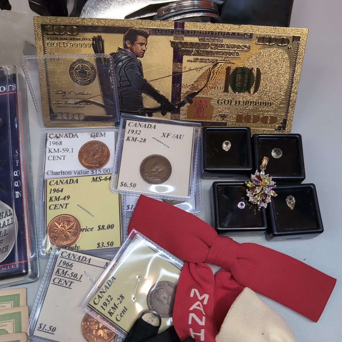 Vintage Collectibles Lot – Coins, Gemstones, Spoons, Toys, Spoons, Pins – Estate