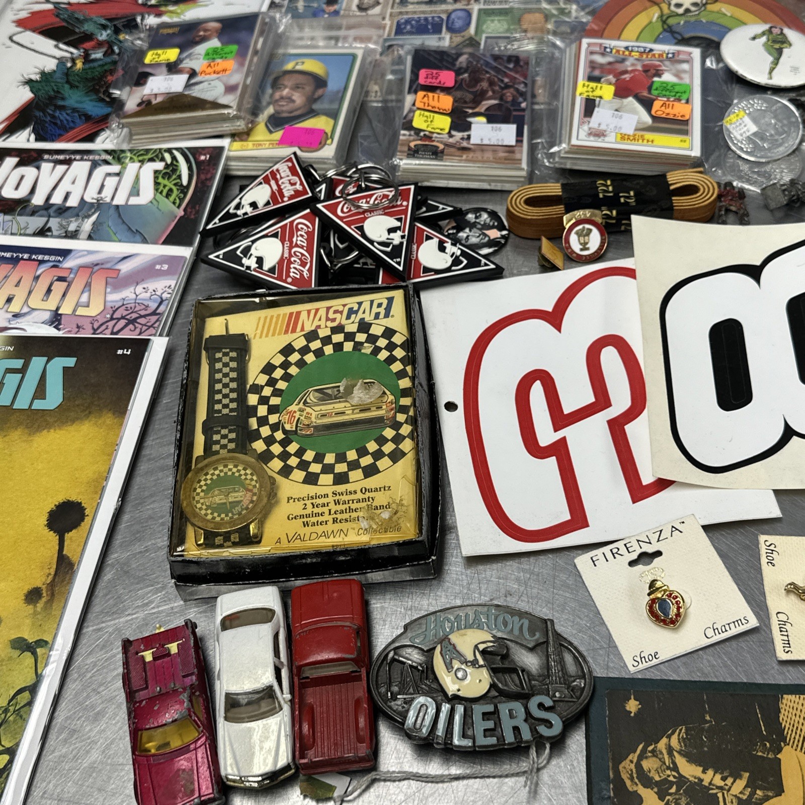 Junk Drawer Job Lot Baseball Card Stamp Jewelry Camera Metal Toys Car Coin #2