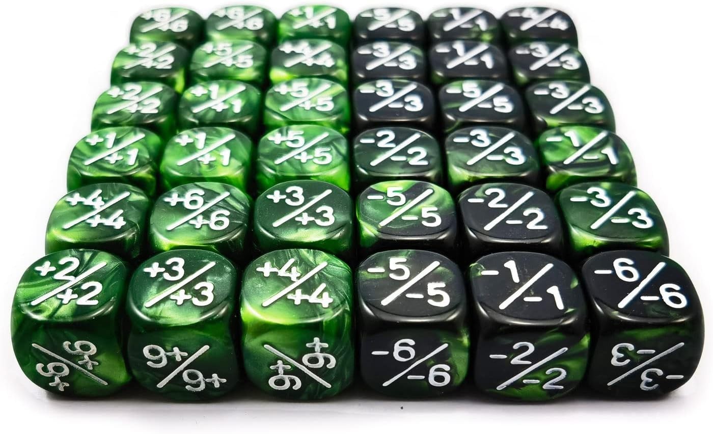 36pcs 12mm Marble Green & Gemini Green Dice Counters Set, Small Token Dice Co…