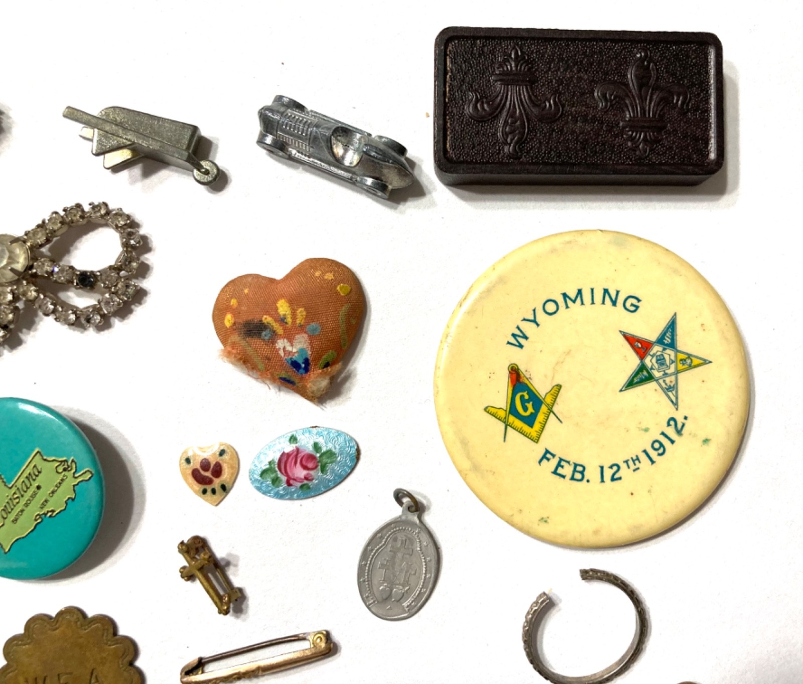 VTG Odds & Ends Collectible Lot 23 Pieces Pins Token Some Sterling Silver AS IS