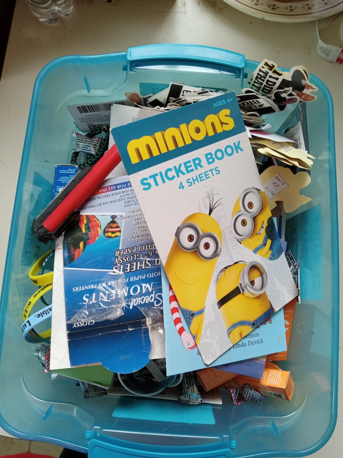 Lot Of Various Small Misc. Junk Drawer Items Box-6in X 6in X 6in SEE DESCRIPTION