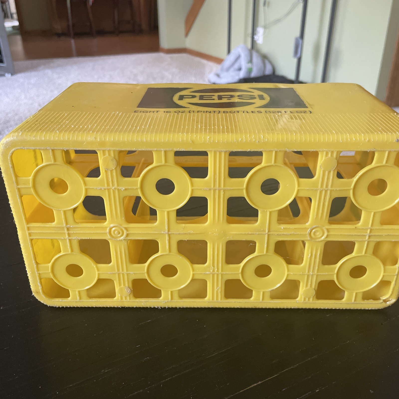 Two Vintage PEPSI Yellow Plastic 8 Pack 16 oz. Bottle Carrier Old Crate Holder