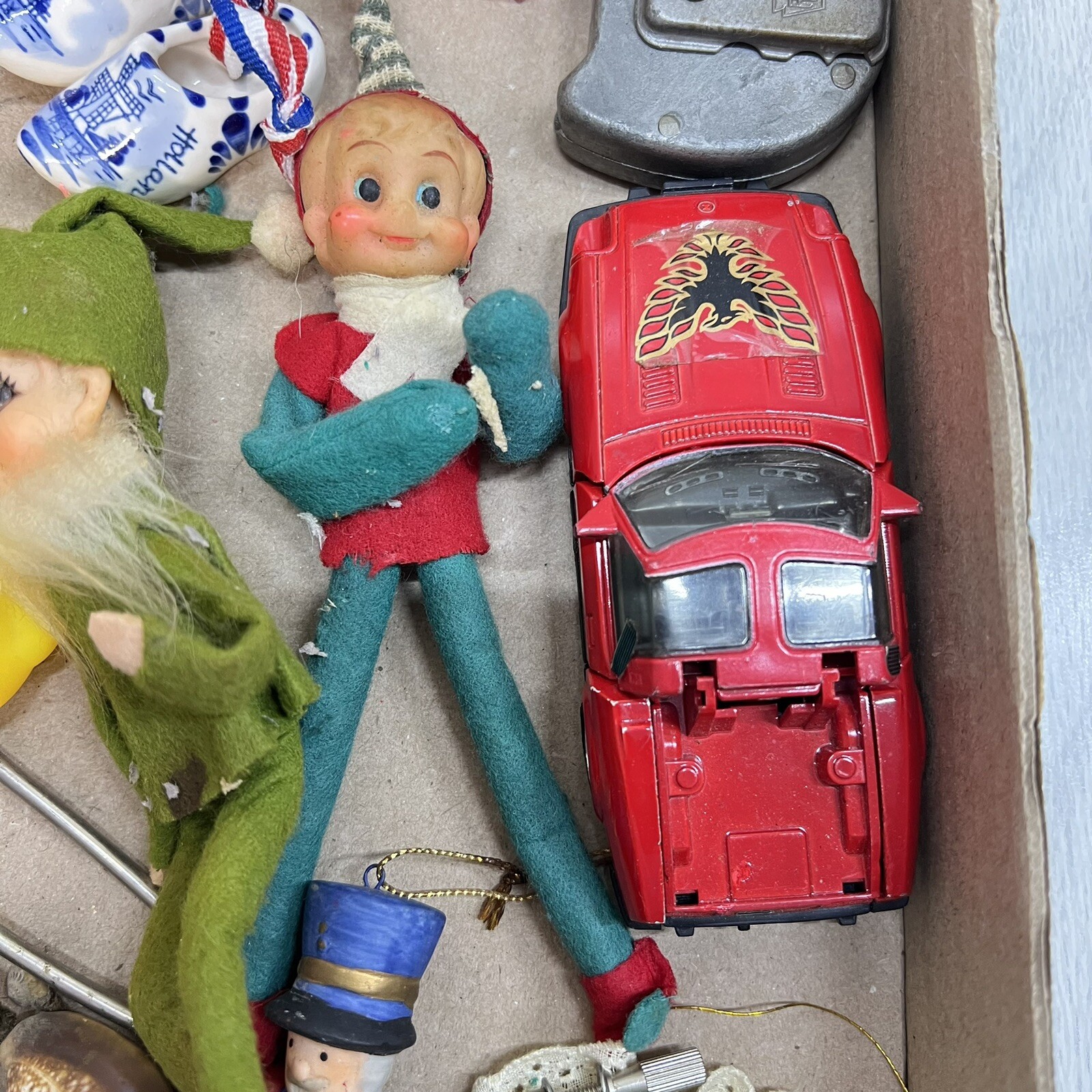 Junk Drawer Lot Christmas Ornaments Kitty Ducks Car Cat Figurine Luggage Tag