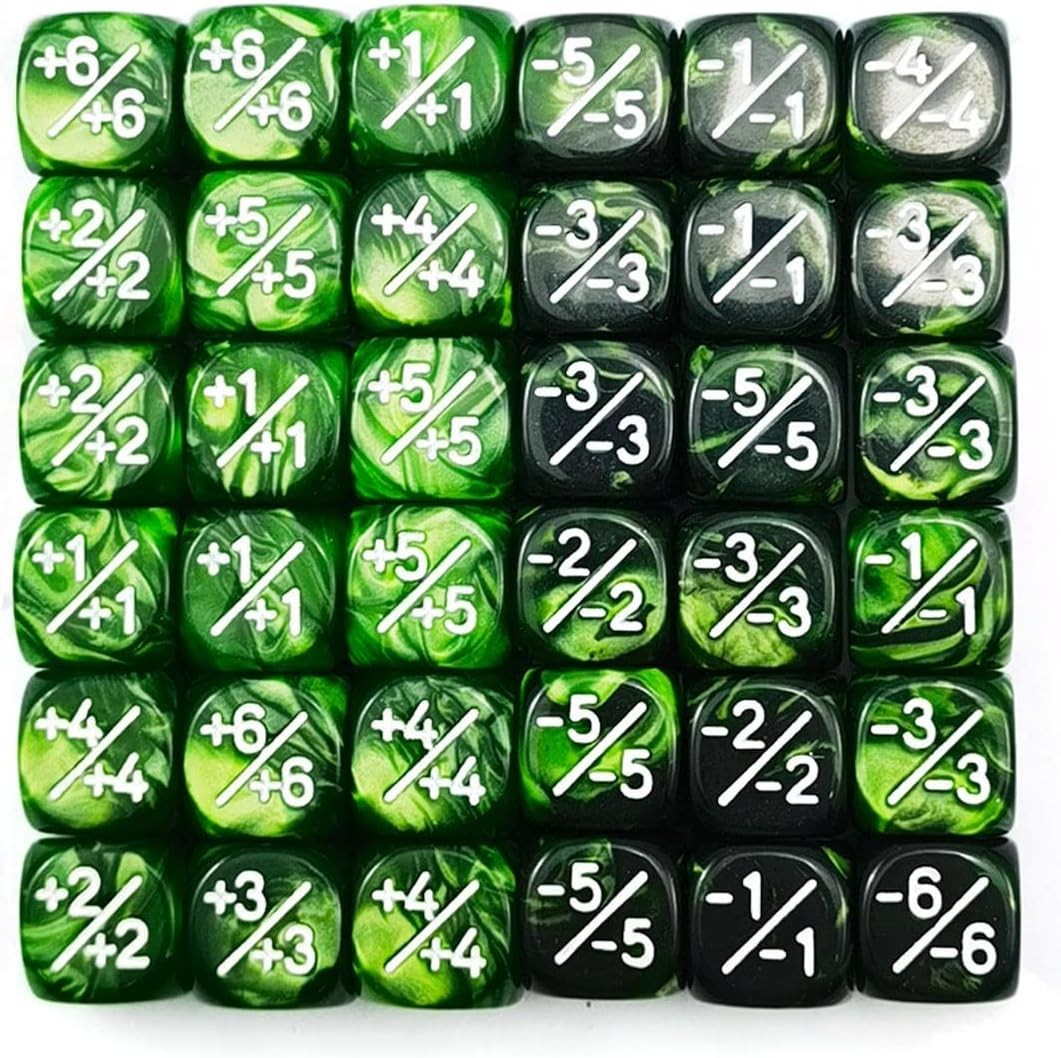 36pcs 12mm Marble Green & Gemini Green Dice Counters Set, Small Token Dice Co…