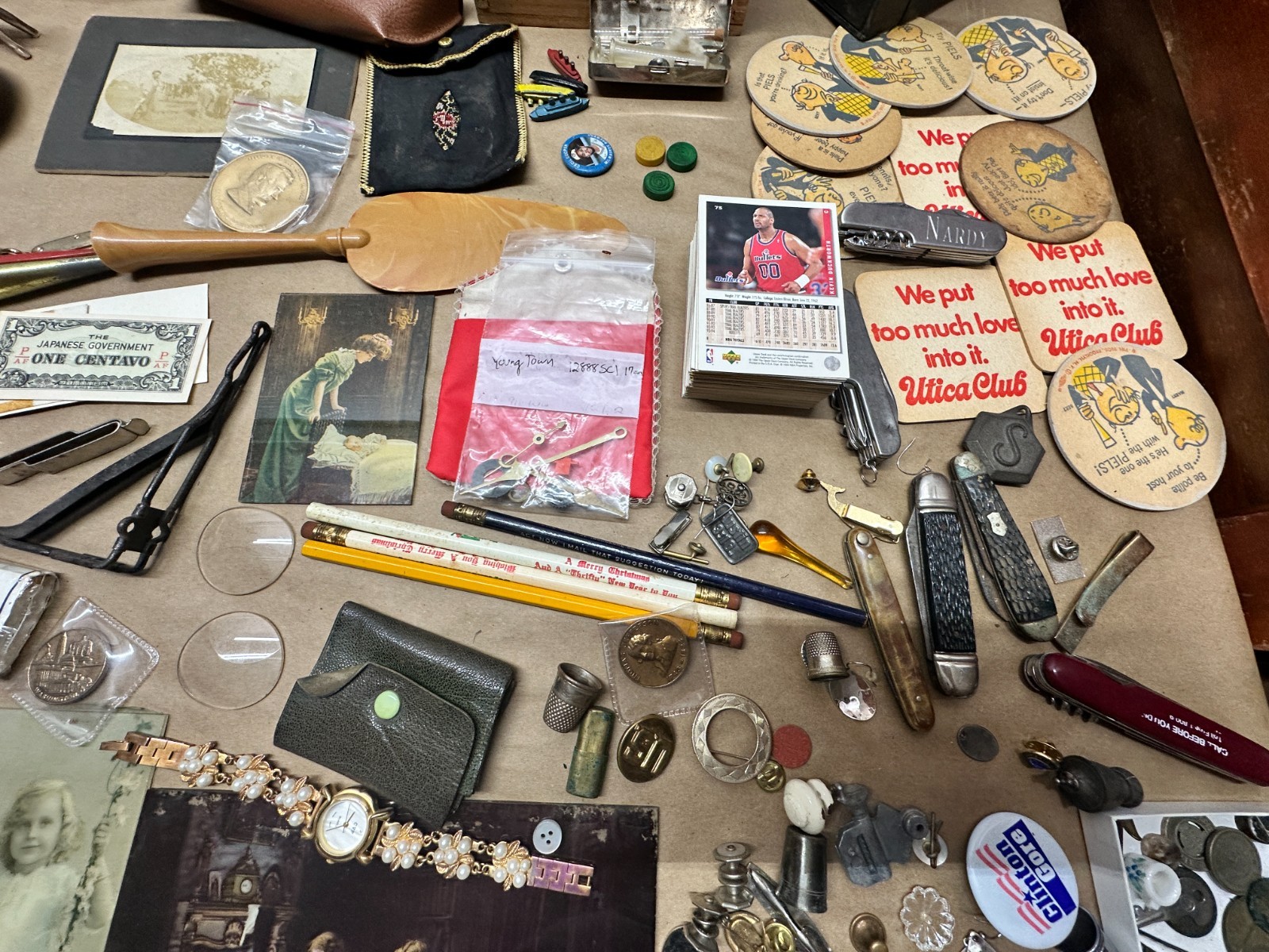 Junk Drawer Lot #3 – Random Antique Vintage Smalls – Coins, Knives, Boxes, Money