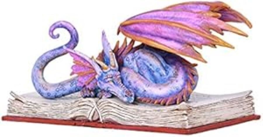 Pacific Giftware Amy Brown Book Purple Dragon Book Wyrm Dragon Statue Home Decor