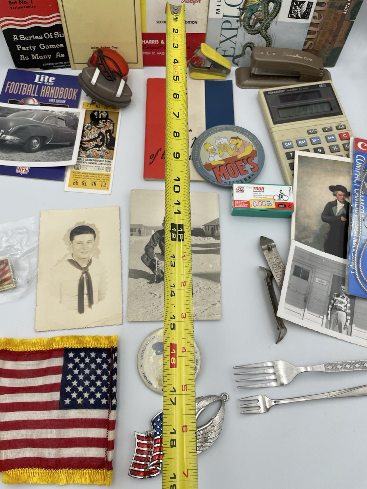 VTG 28pc Mixed Grandpa Lot: Military, USA, Car, Postcards, Photos, Football TG1