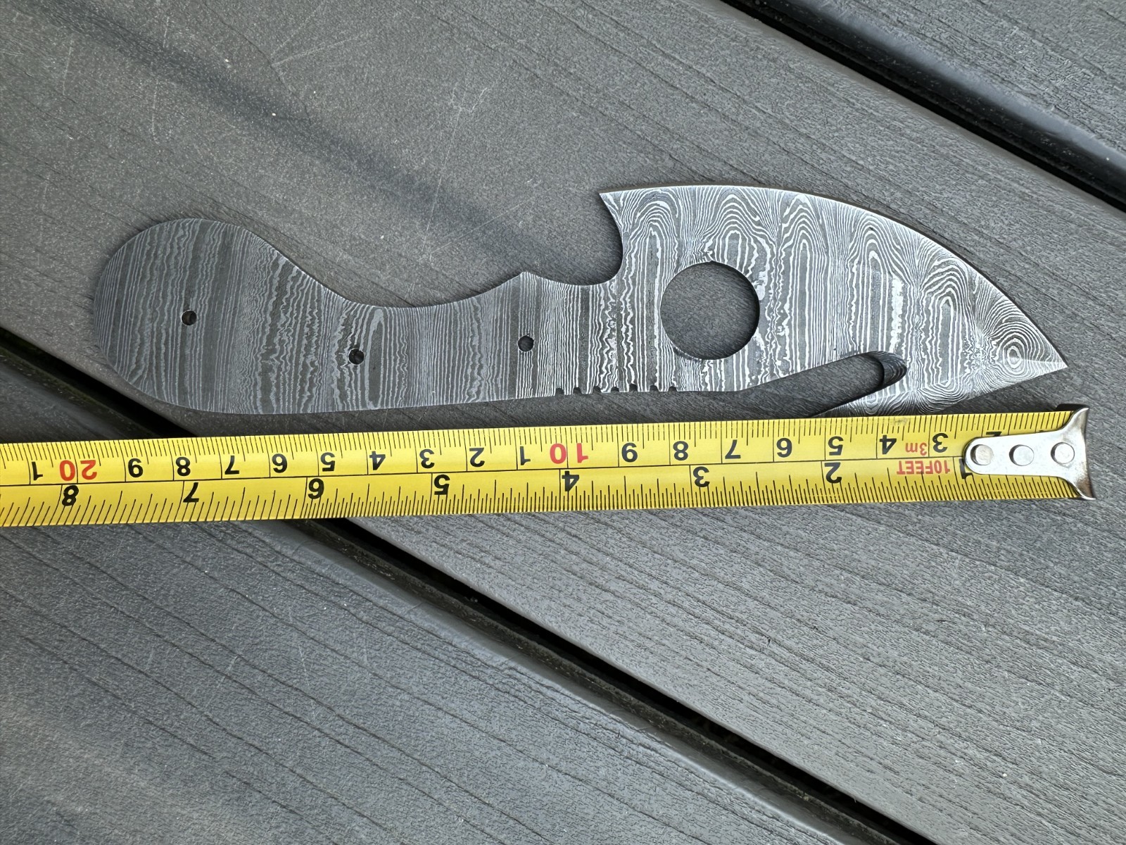 Handmade Damascus Steel Blank Blade Skinner Gut Hook Hunting Knife bowie knife