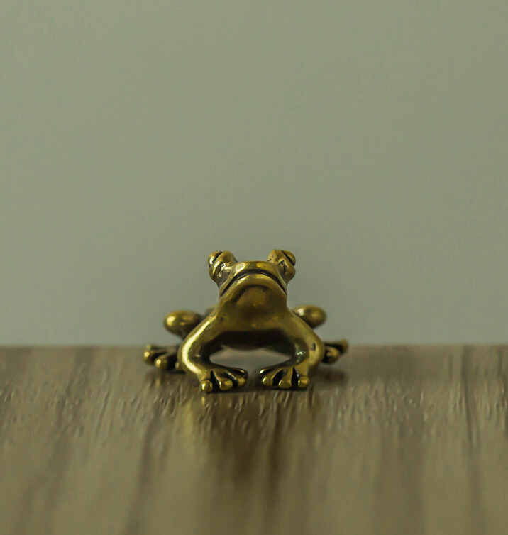 2 Pieces Brass Frog Statue Ornament Animals Toys Home Office Decoration Artwork~