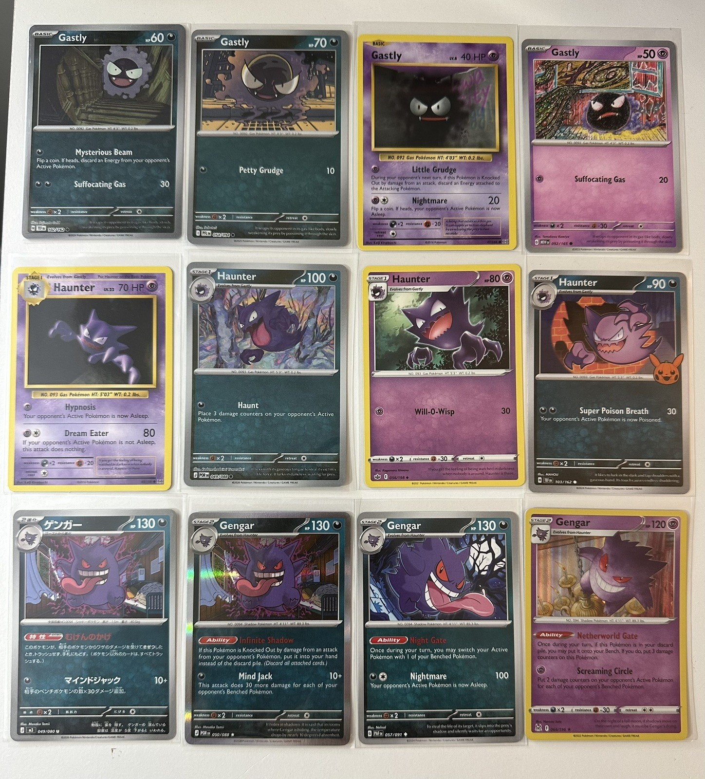 Pokémon big Gengar evolution line lot, LP-NM