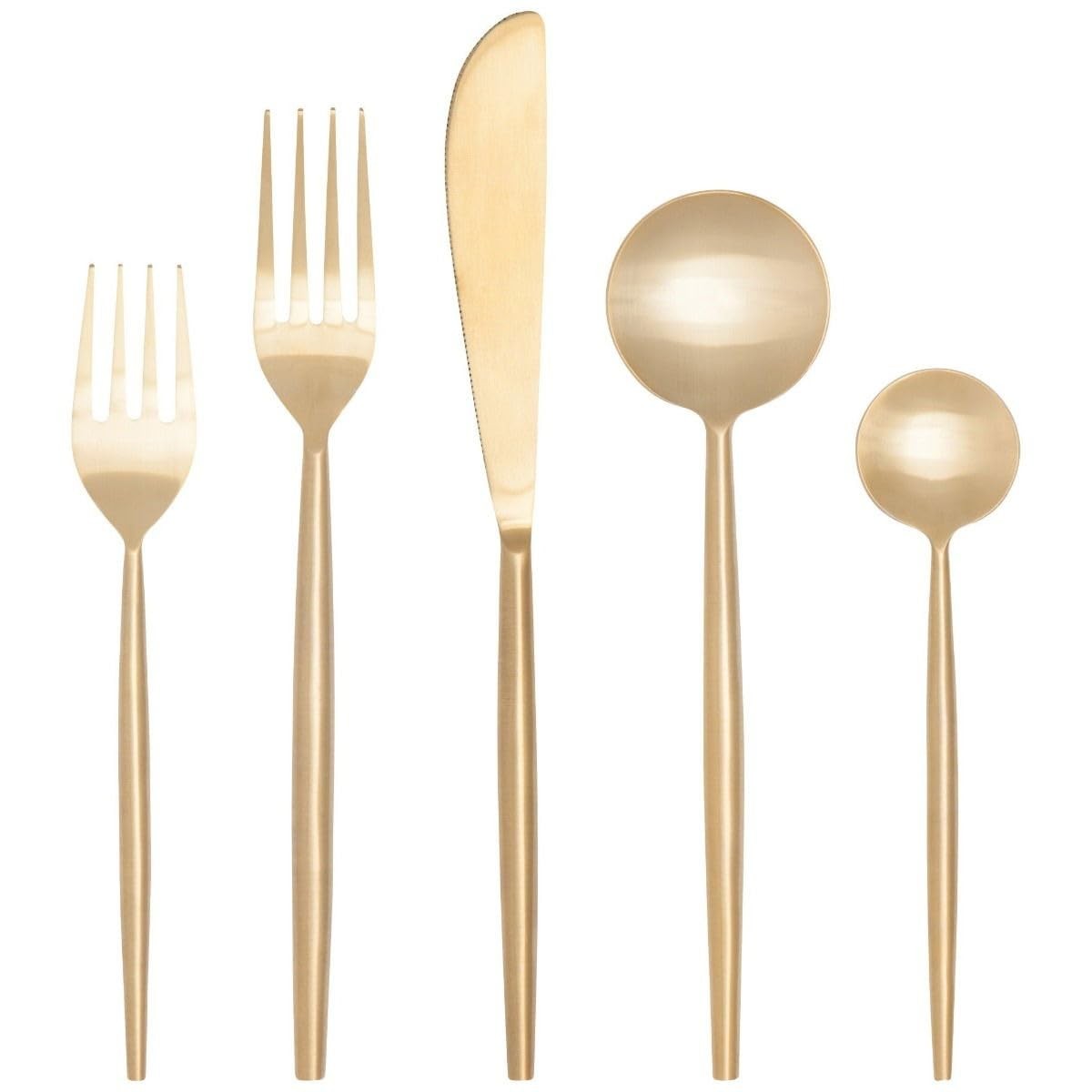 Danica Heirloom 5-Piece Stainless Steel Flatware Set Matte Gold